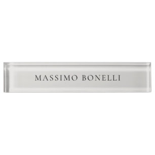 Platinum Grey Minimalist Plain Modern Desk Name Plate