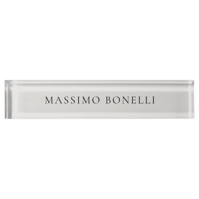 Platinum Grey Minimalist Plain Modern Desk Name Plate (Front)