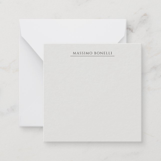 Platinum Grey Minimalist Plain Modern Own Name Note Card (Front)