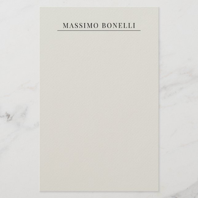 Platinum Grey Minimalist Plain Modern Own Name Stationery (Front)