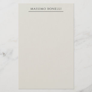 Platinum Grey Minimalist Plain Modern Own Name Stationery