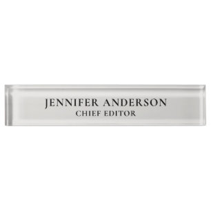Platinum Grey Professional Modern Plain Minimalist Desk Name Plate