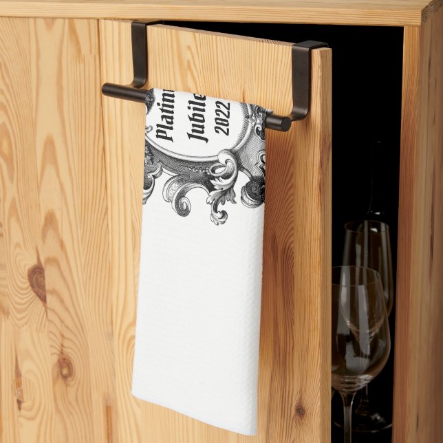 Platinum Jubilee 2022 Black and White Kitchen Towel (Thirds Fold)