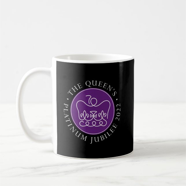 Platinum Jubilee Emblem on Black Background Coffee Mug (Left)