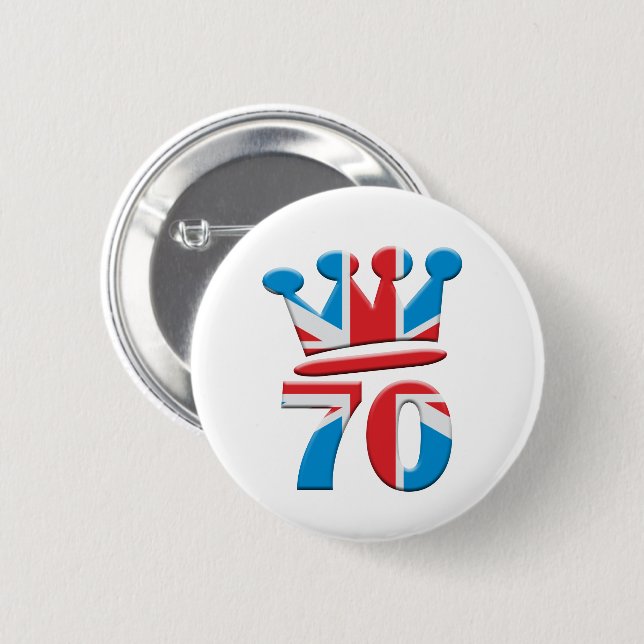 Platinum Jubilee Queen Elizabeth 70 years Button (Front & Back)