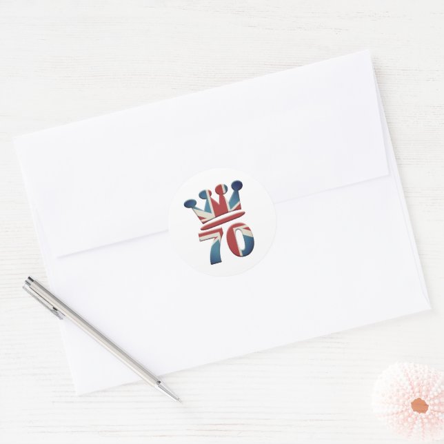 Platinum Jubilee Queen Elizabeth 70 years Classic Round Sticker (Envelope)