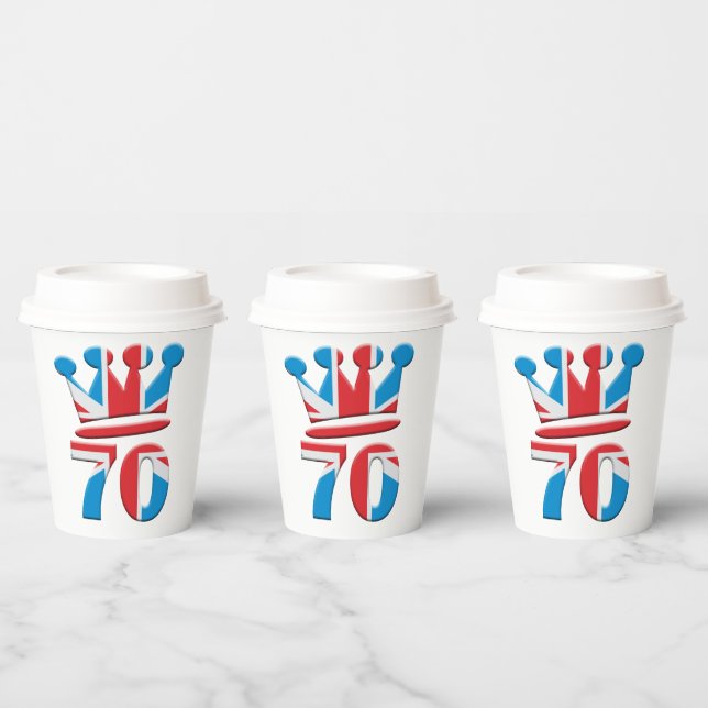 Platinum Jubilee Queen Elizabeth 70 years Paper Cups (Multi)