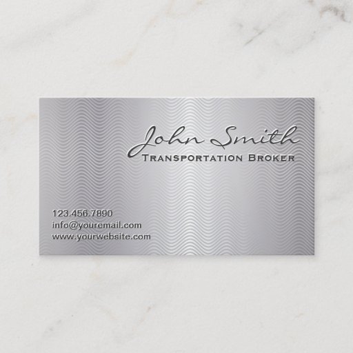 Customizable Platinum Metal Transportation Broker Business Card