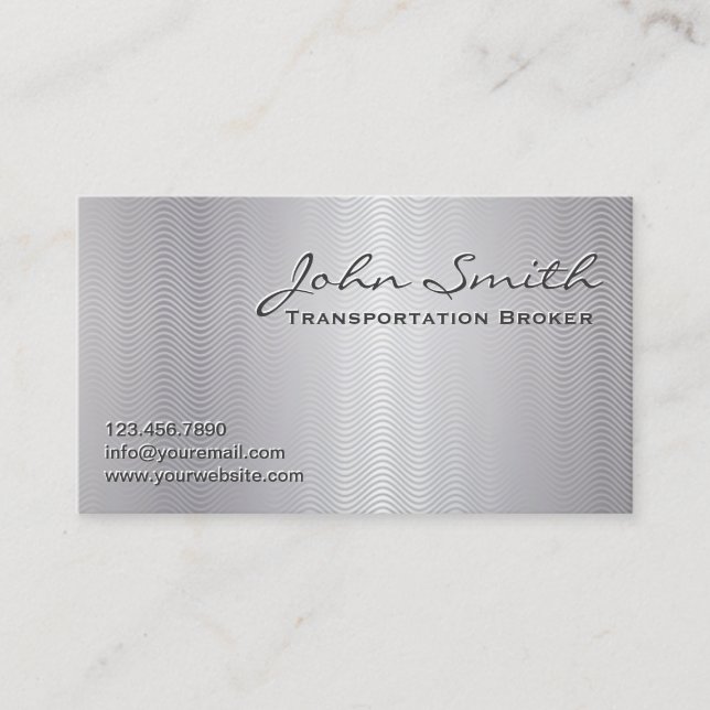 Platinum Metal Transportation Broker Business Card (Front)