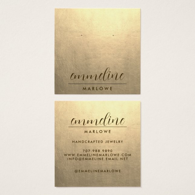 Platinum Minimalist Earring Jewelry Display Card (Front & Back)