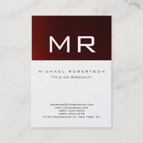 Platinum Monogram Red Striped Clean Business Card