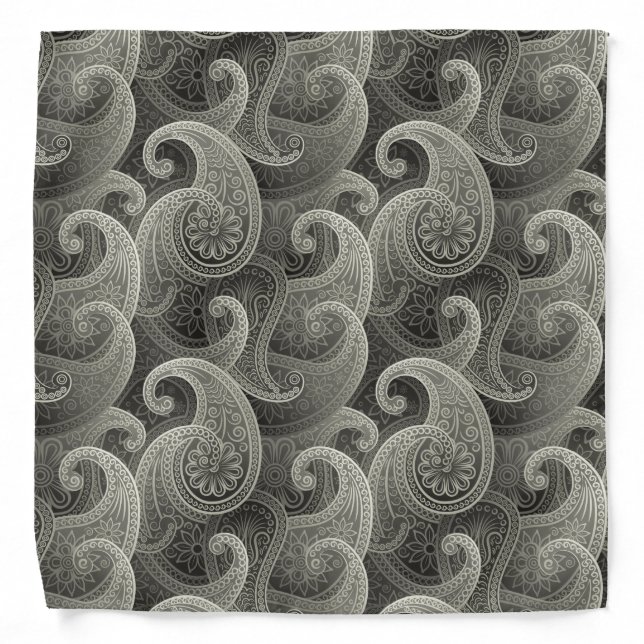 Platinum Paisley Timeless Pattern Bandana (Front)