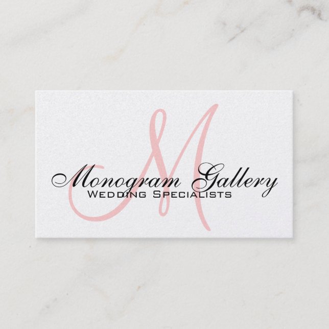 Platinum Pink Black Monogram Business Card (Front)