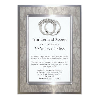 Platinum Rings 20th Wedding Anniversary Invitation
