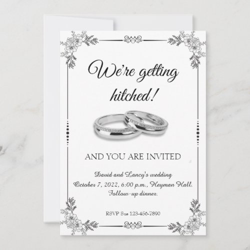 Platinum rings and a frame of patterns invitation