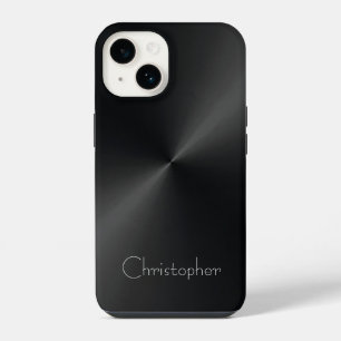 Platinum Silver black Stainless Steel Print iPhone 14 Case