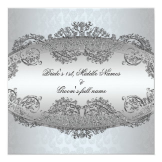 Luxurious Silk Ribbon Wedding Invitations In Gray Silver Wedding Invitation Elegant Luxury Custom Handmade Engrave