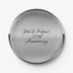 Platinum Silver Shine Personalized Custom Party Paper Plates
