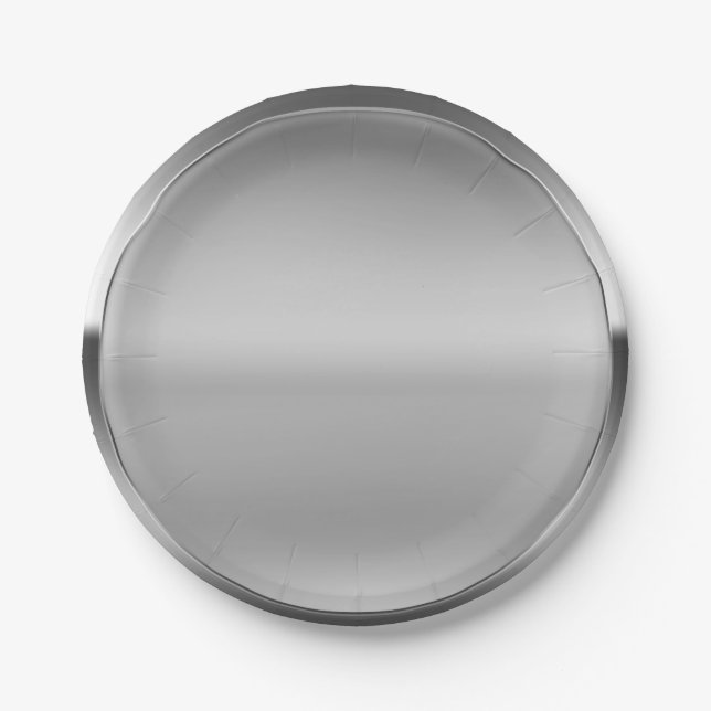 Platinum Silver Shine Personalized Custom Party Paper Plates (Front)