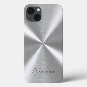 Platinum Silver Stainless Steel Metallic iPhone 13 Case