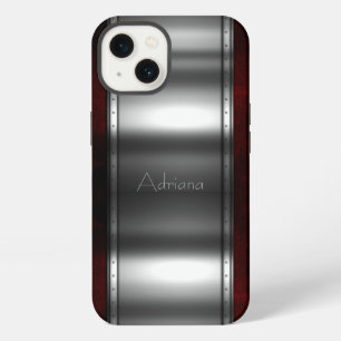 Platinum Silver Stainless Steel Print iphone 15 13 Case