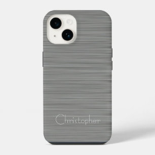 Platinum Silver Stainless Steel Print iPhone 14 Case