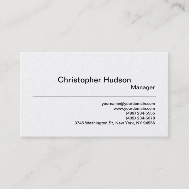Platinum Simple Plain Manager Business Card (Front)
