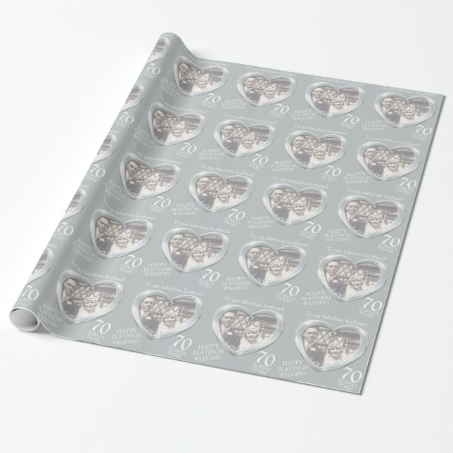 Platinum wedding anniversary photo husband wrap wrapping paper (Unrolled)