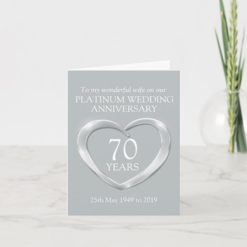 Platinum wedding anniversary wife card