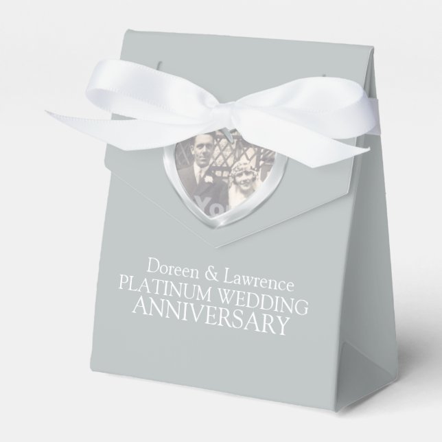 Platinum wedding heart photo thank you favor box (Front Side)