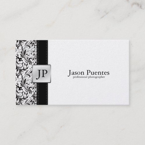 Platnium Damask Photography Business Card