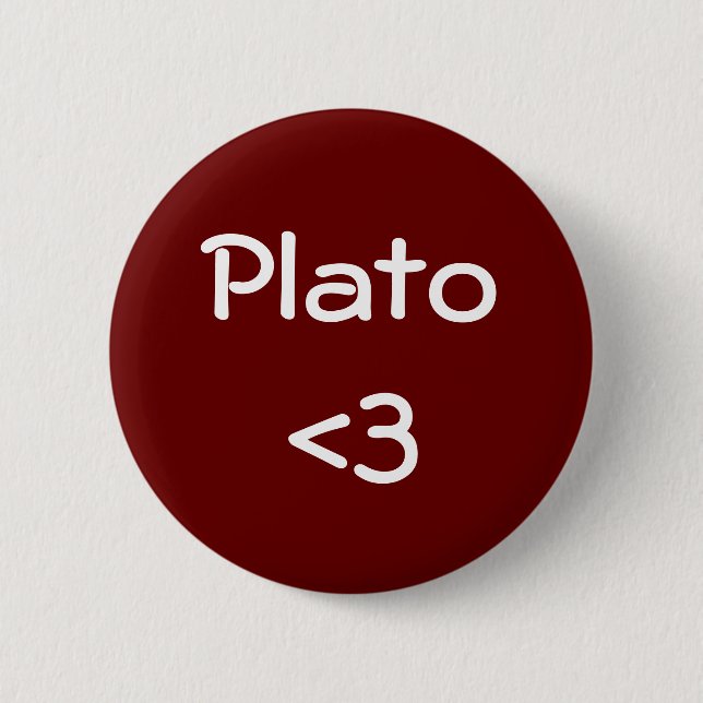 Plato <3 pinback button (Front)