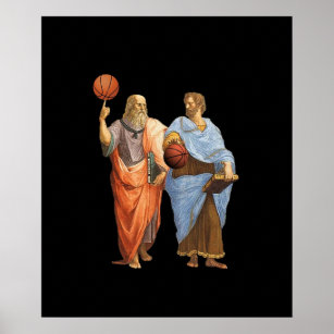 Plato and Aristotle in Epic Basketball Match Poster