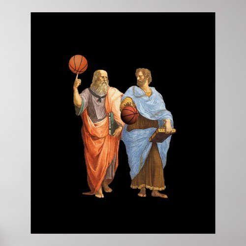 Plato and Aristotle in Epic Basketball Match Poster