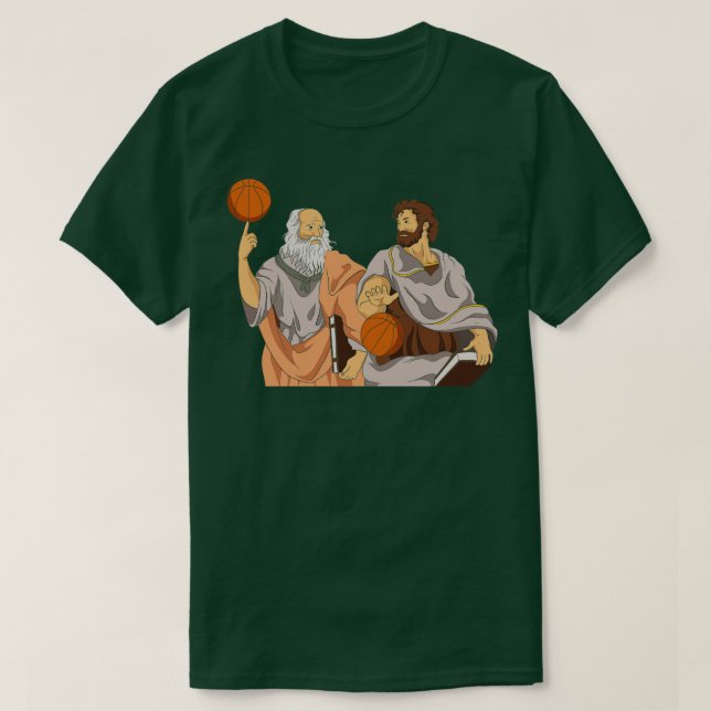 Plato And Aristotle Playing Basketball T-Shirt (Design Front)