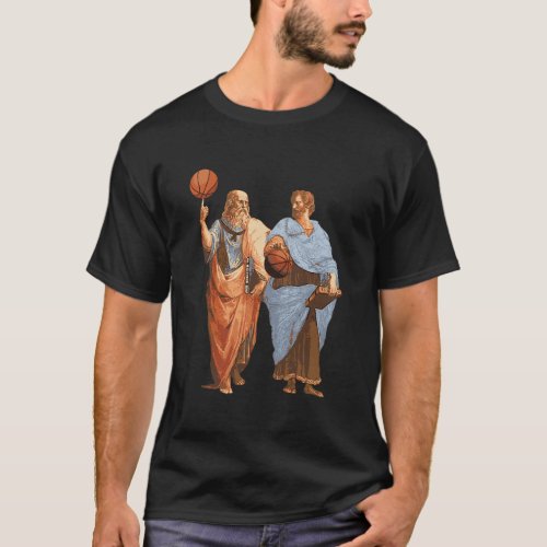 Plato Aristotle Basketball Match _ Fun Philosopher T_Shirt
