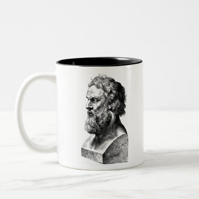 Plato Bust plato, philosophy Illustration Two-Tone Coffee Mug (Left)