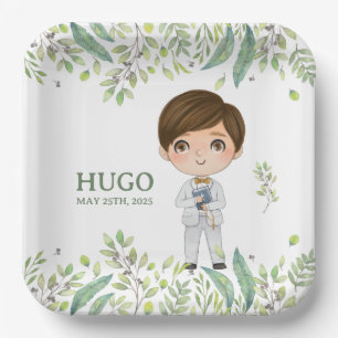 Plato de papel cuadrado HUGO Primera Comunión Paper Plates
