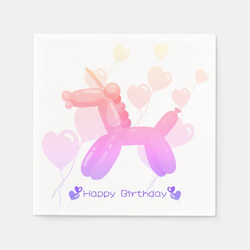 Plato De Papel Happy Birthday Unicorn in pastel g Napkins