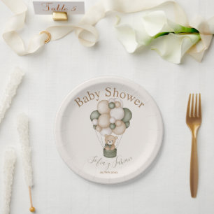 Plato De Papel Teddy Bear Baby Shower Boy español Paper Plates