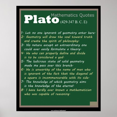 Plato Mathematics quotes Poster