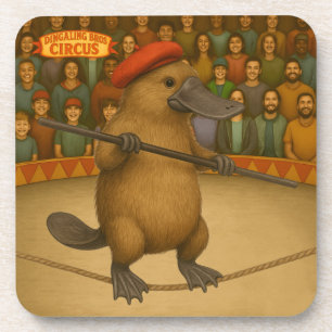 Plato platypus tightrope walker beverage coaster