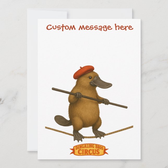 Plato platypus tightrope walker card (Front)