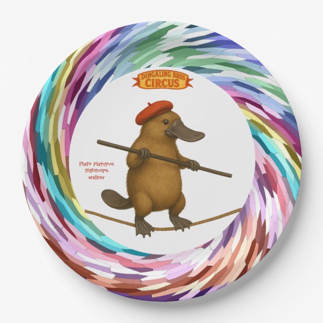 Plato platypus tightrope walker paper plates (Front)