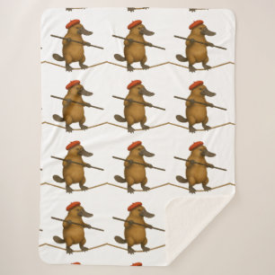 Plato platypus tightrope walker sherpa blanket