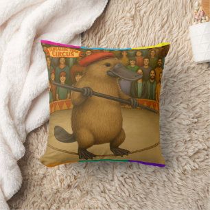 Plato platypus tightrope walker throw pillow