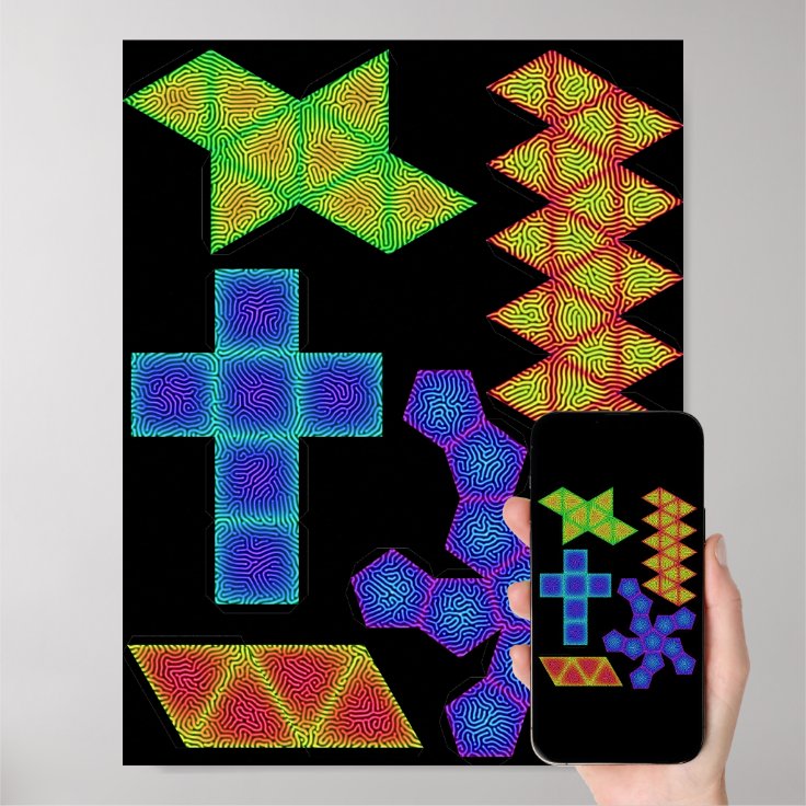 Platonic Solids Templates with Reaction-Diffusion Poster (Downloadable)