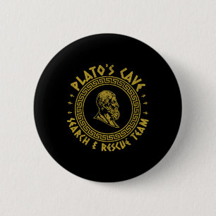 Plato's Cave Search And Rescue Teams Funny Philoso Button