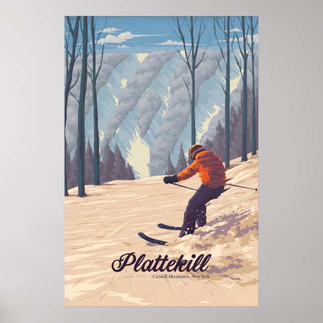 Plattekill Catskill Mountains NY USA Ski Resort Poster (Front)