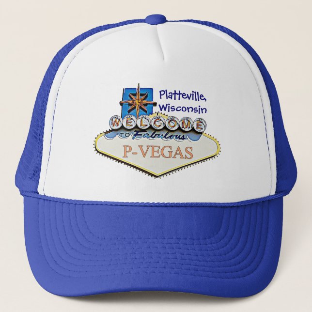 Platteville, Wisconsin P-Vegas Water  Baseball Cap (Front)